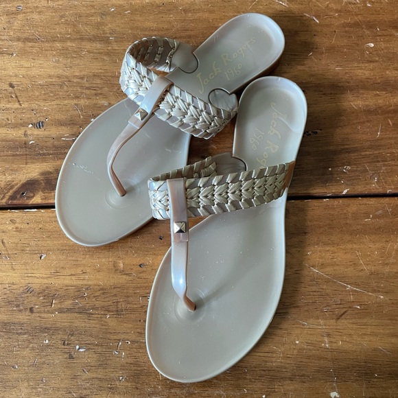 Jack Rogers Shoes - JACK ROGERS  Tinsley Jelly Sandals Gold Size 6 Braided Flat